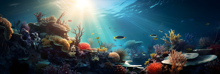 Underwater Odyssey: An Immersive CG Portrait of Marine Life in its Pristine Environs - obrazy, fototapety, plakaty