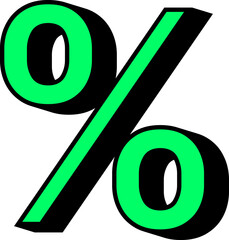 green percent sign  retro style decoration