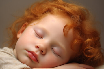 Naklejka premium Studio portrait of cute tired sleeping child on white and colour background