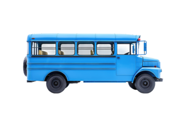 The Blue School Bus isolated on transparent Background