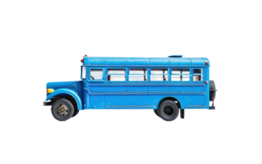The Blue School Bus isolated on transparent Background