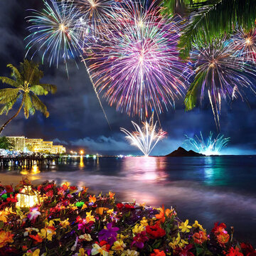 여름밤에 하와이 축제