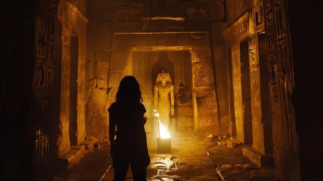 In a torchlit tomb an archaeologist faces a spectral pharaoh while unraveling an ancient curse through hieroglyphs