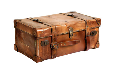 Leather Brown Suitcase isolated on transparent Background