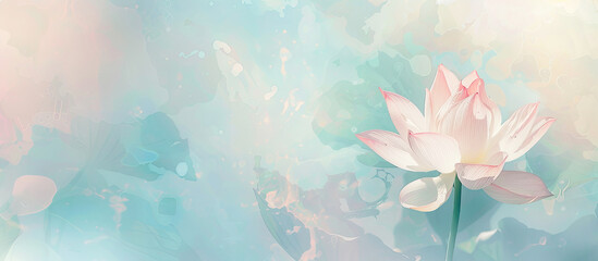 Abstract botanical art. Lotus flower in water. Natural background. Banner