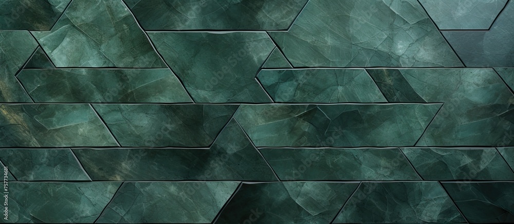 Poster a close up of a grass green tile wall with a geometric pattern resembling a net, creating a mesmeriz