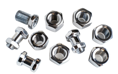 Nut and Bolt Chrome Coatings isolated on transparent Background