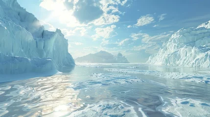 Papier Peint photo autocollant Antarctique polar icebergs melt dry frozen lake Show the effects of climate change.