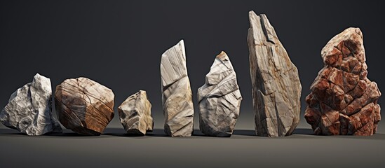 A collection of rocks arranged in a circle on a table. This artistic still life photography project captures the beauty of natural bedrock formations