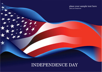4th July – Independence day of United States of America. American flag. Vector