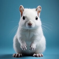 White Squirrel on Blue Background
