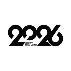2026, Happy New Year 2026, Design template with typography logo 2026 for celebration and season decoration. Minimalist trendy background for branding, banner, cover, card