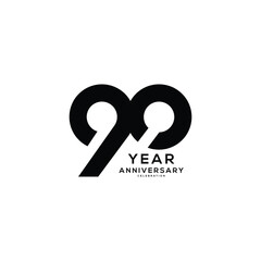 90, 90 Year Anniversary Logo, Vector Template Design element for birthday, invitation, wedding, jubilee and greeting card illustration.