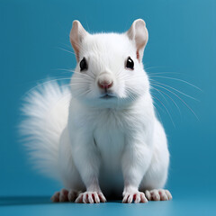 White Squirrel on Blue Background