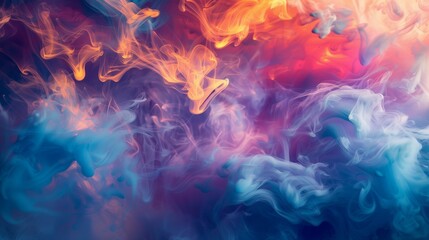 Fototapeta na wymiar Fire-and-Ice Smoke Twist: Vivid Fantasy Art for Photography Backdrops