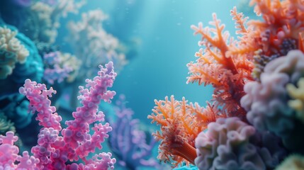 Naklejka na ściany i meble Serene Marine Life: Colorful Coral Textures Under the Sea