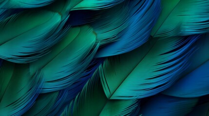 Layered Plumes in Vibrant Teal - obrazy, fototapety, plakaty