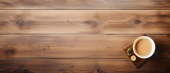 coffee cup on wood table copy space for text, Generative Ai 