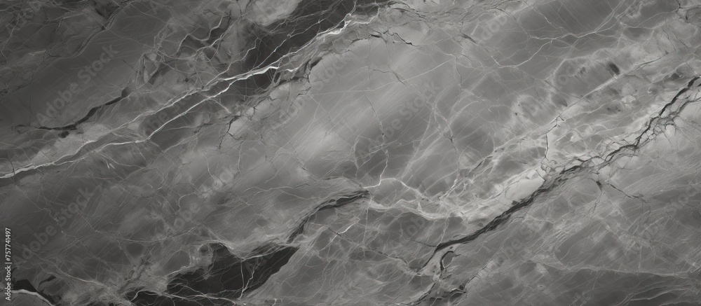 Poster a detailed closeup of a grey marble texture with intricate patterns resembling waves formed by wind 