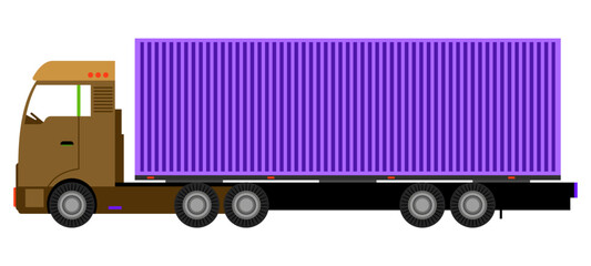 truck with container for transporting goods