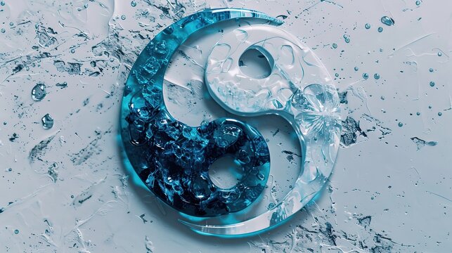 Blue yin yang symbol on white background. 3d rendering