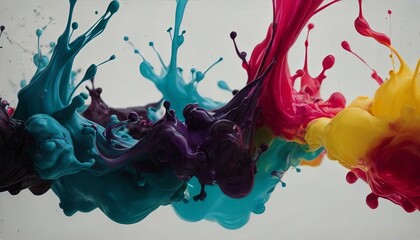 Multicolored splashes of oil paint