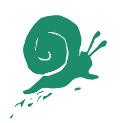 Linocut illustration of grapevine snail emblem. Vector grape helix drawing. Linoleum print texture. Cochlea logo design. Slug symbol design. Engraved snails icon. - 757743023