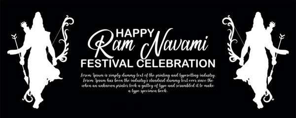 PrintHappy Ram Navami cultural Banner Hindu festival vertical post wishes celebration card Ram Navami celebration background - obrazy, fototapety, plakaty
