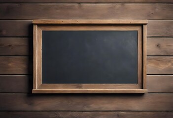 blank blackboard framed in rustic wood, depicted in a clean cut-out style