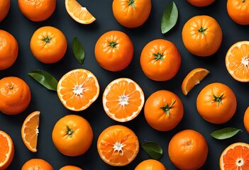 collection of delicious tangerines depicted in a vibrant cut-out style, each fruit radiating with...