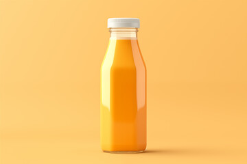 Orange juice in glass bottle isolated on transparent or white background, png