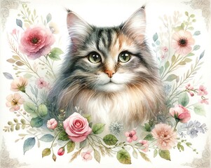 Watercolor Painting of a Cat