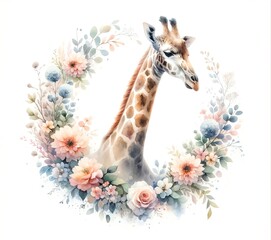 Watercolor Painting of a Giraffe