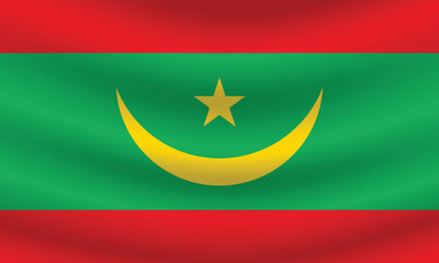 Flat Illustration of Mauritania national flag. Mauritania flag design. Mauritania Wave flag.
