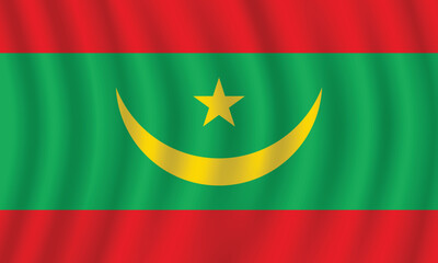 Flat Illustration of Mauritania national flag. Mauritania flag design. Mauritania Wave flag.
