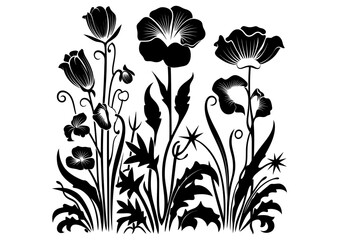 Art Nouveau Grass and flowers Graphic Accents, vector illustration, vintage elements	
