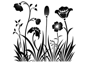 Art Nouveau Grass and flowers Graphic Accents, vector illustration, vintage elements	
