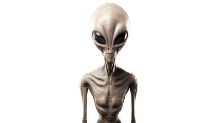 Alien extraterrestrial isolated on transparent a white background