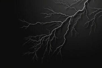 Massive lightning bolt with branches isolated on black background. Branched lightning bolt. Electric bolt. Illustration