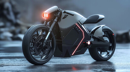 modern futuristic electric motorcycle design concept, electric bike on road, e bike