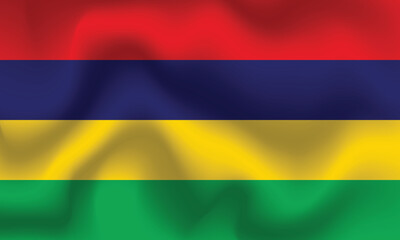 Naklejka premium Flat Illustration of national Mauritius flag. Mauritius flag design. Mauritius Wave flag. 
