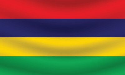 Flat Illustration of national Mauritius flag. Mauritius flag design. Mauritius Wave flag.

