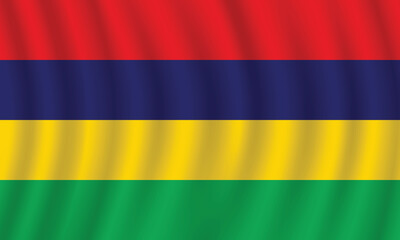 Flat Illustration of national Mauritius flag. Mauritius flag design. Mauritius Wave flag.
