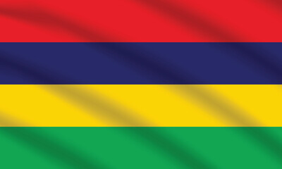 Flat Illustration of national Mauritius flag. Mauritius flag design. Mauritius Wave flag.

