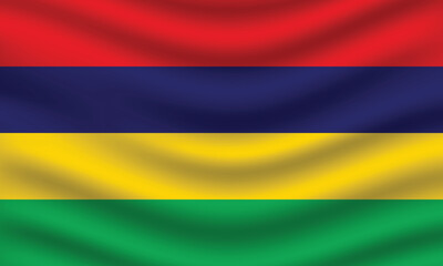 Flat Illustration of national Mauritius flag. Mauritius flag design. Mauritius Wave flag.
