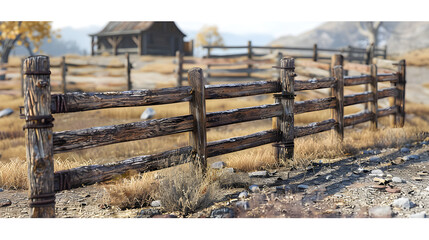 Fototapeta na wymiar A wooden fence corral for livestock in a rural farm setting.