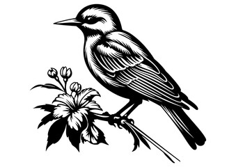 Art Nouveau Bird Graphic Accents, vector illustration, vintage elements	
