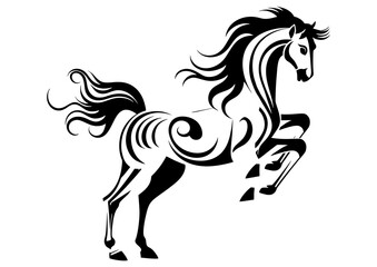 Art Nouveau Horse Graphic Accents, vector illustration, vintage elements	
