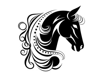 Art Nouveau Horse Graphic Accents, vector illustration, vintage elements	
