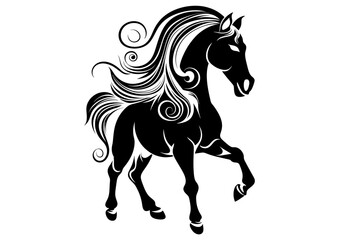 Art Nouveau Horse Graphic Accents, vector illustration, vintage elements	
